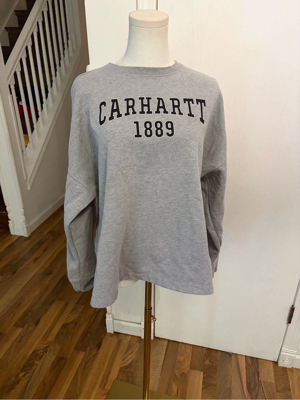 Carhartt Light Gray Crewneck Sweatshirt 'Carhartt 1889', Large, Like New